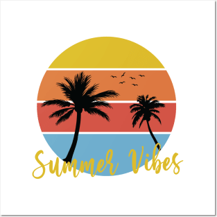 Summer vibes design, sunset with palm trees Posters and Art